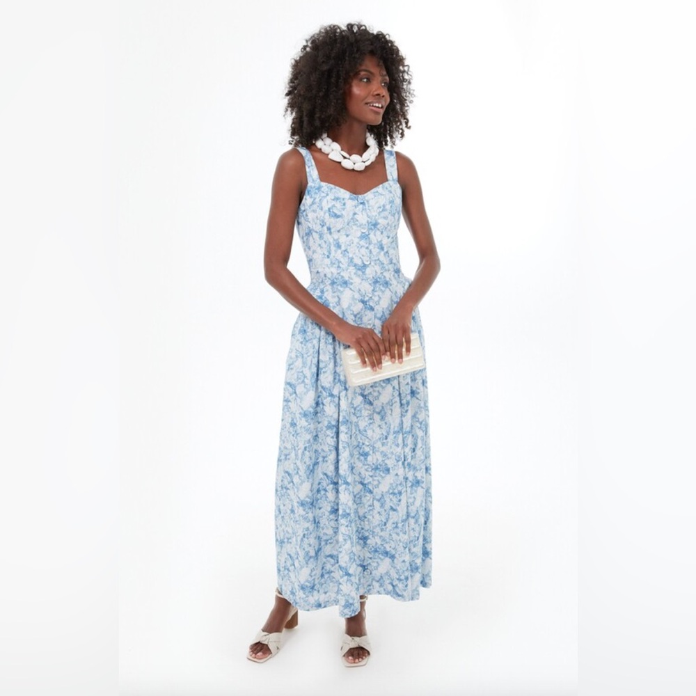 NWT Tuckernuck Hyacinth House Blue Abstract Floral Rosemary Midi Dress